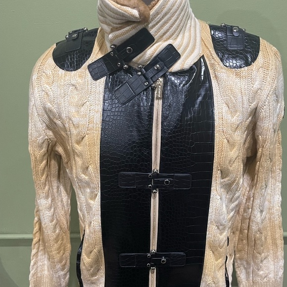 Barabas sweater mocho shaw neck zipper snap button front - Picture 4 of 4